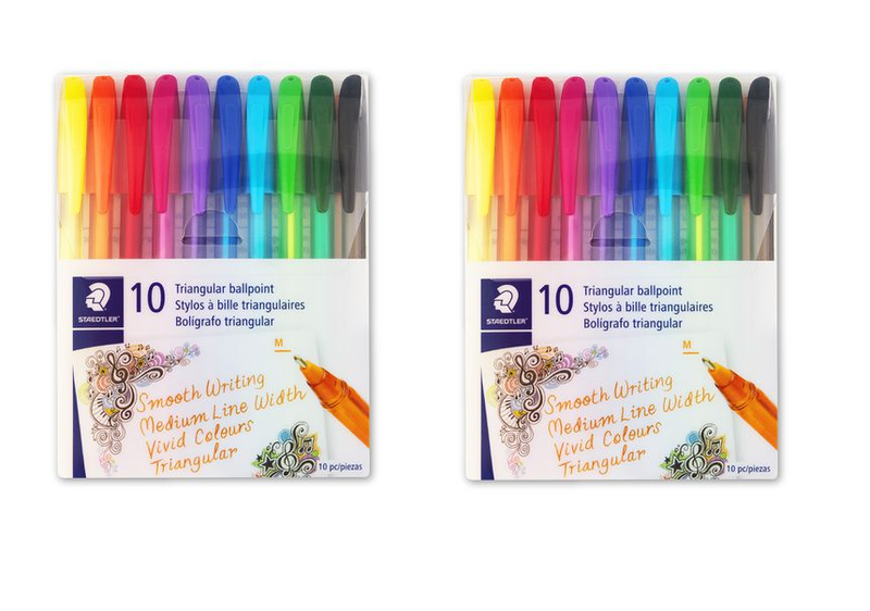 Staedtler Ballpoint Pens Assorted Colours - Wallet of 10 - Twin Pack