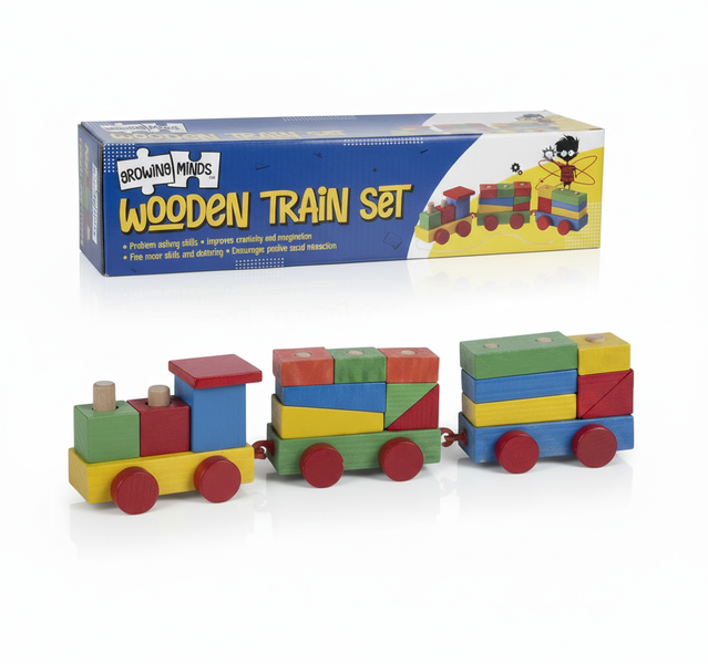 Growing Minds Wooden Train 34 cm - Educational Toy for Kids