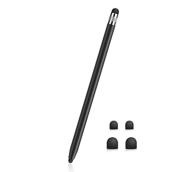 Miccory - Duo Silicone Tip Stylus Pen &amp; Extra Tips (Black &amp; Silver Set)