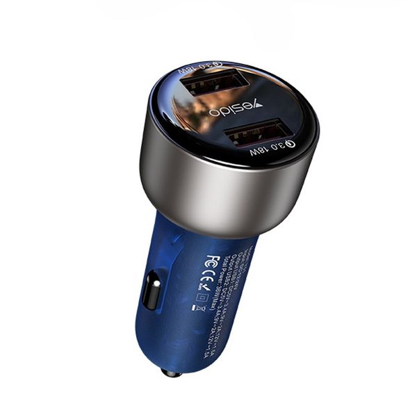 Yesido -Y-51 36W Dual-channel Fast Charging Zinc Alloy QC3.0 Car Charger