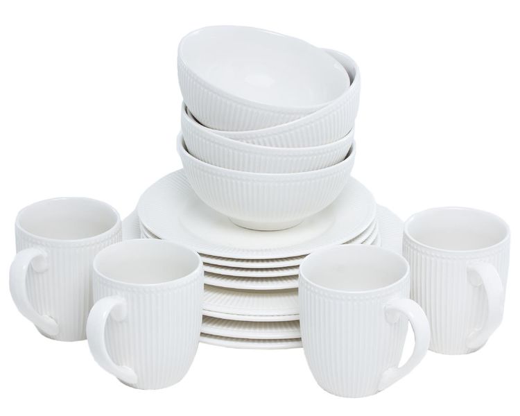 George &amp; Mason - Embossed Porcelain 16 Piece Dinner Set