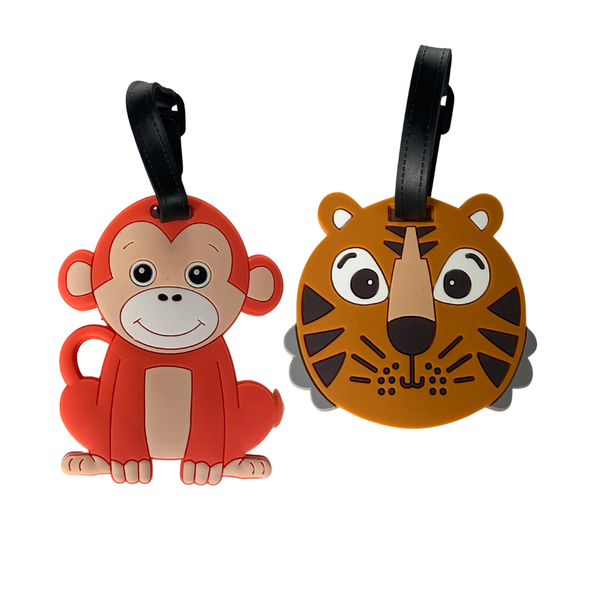 Travel Mate Tiger and Monkey Rubber Luggage Tag Set