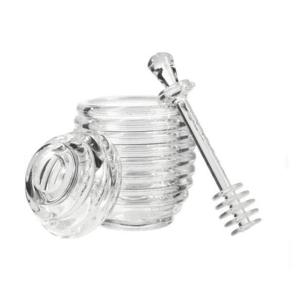 Clear Honey Jar with Stirring Rod Kitchen Tools Cover Honey Bottle - KT32088