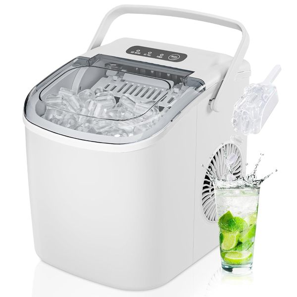 Ice Maker Machine Countertop Portable Self-Cleaning with Handle 12Kg/24H