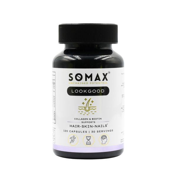 SOMAX LookGood | 2000mg Collagen, Biotin Hair Skin &amp; Nails Supplement - 120