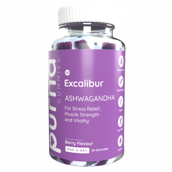 PURNA Gummies Excalibur Ashwagandha Berry Flavour (Natural Sugar) 30s (3 Pack)