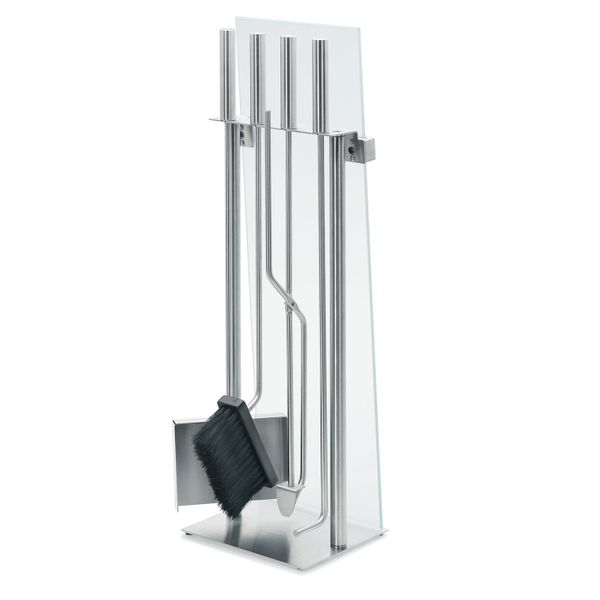 Blomus Fireplace Tool Set: Stainless-Steel with Glass Holder Chimo 5 Piece