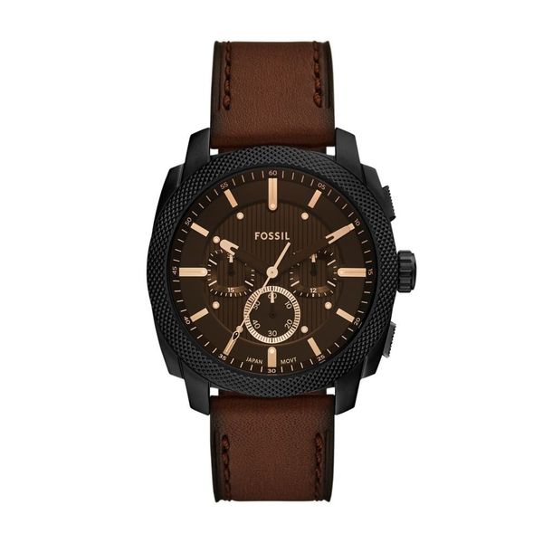 Fossil Men Brown, Black Leather Button Analogue FS6101