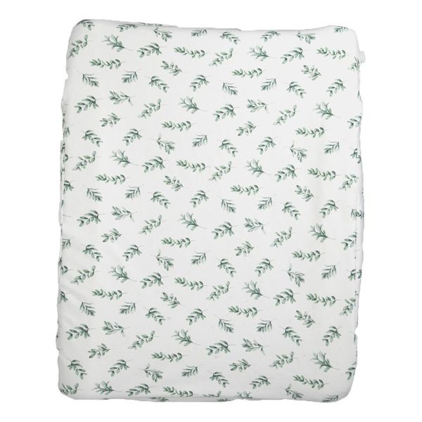 2 in 1 Moses Basket Fitted Sheet &amp; Changing Mat Cover - Sage Leaf