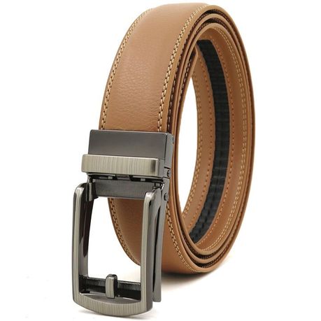 Belts For Men - Genuine Leather Auto Click Pin Buckle - Adjustable Length Image