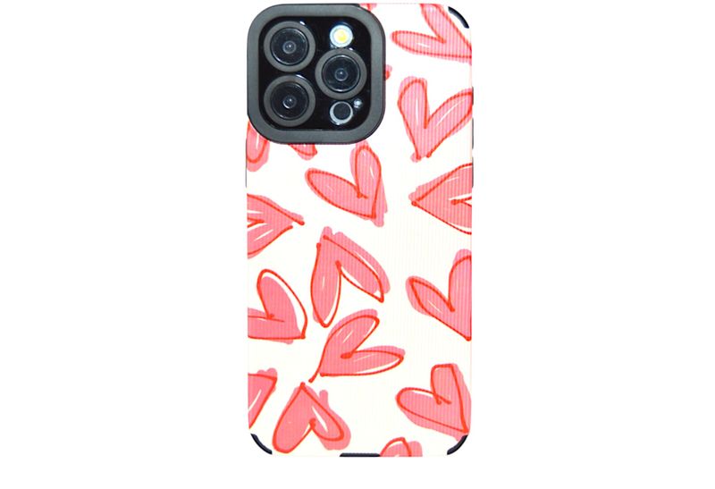 Textured Hearts Mobile Phone Case 15 Pro - Pink