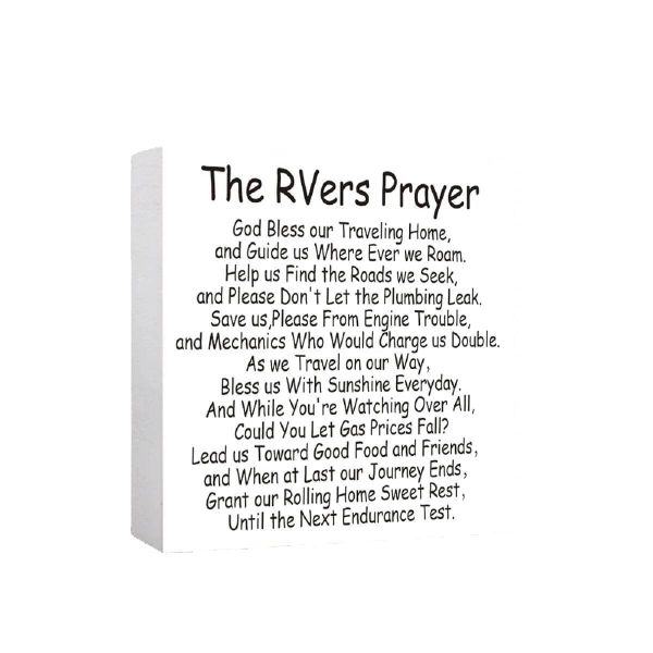 RV Prayer Wood Sign, Funny RV Interior Decor &amp; Camping Gift