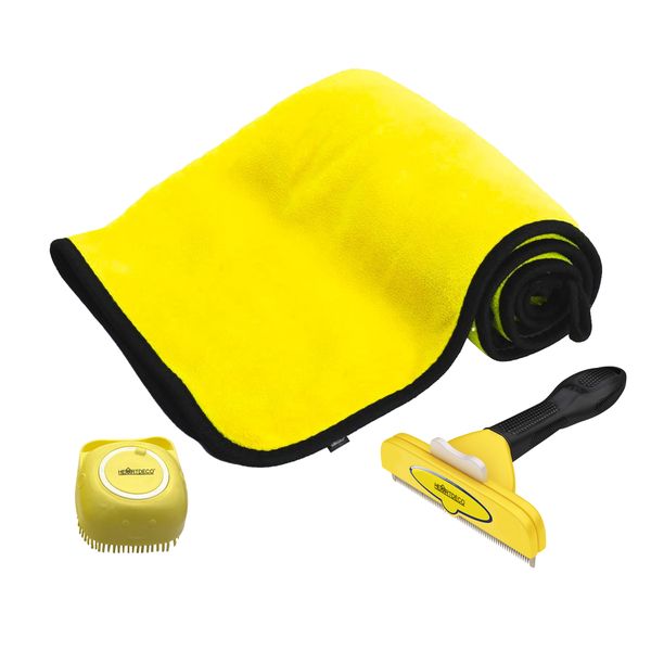 3PCs Pet Grooming Kits With Bath Brush,Comb And Towel