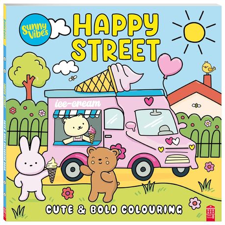 Sunny Vibes: Happy Street Cute & Bold Colouring Book Image