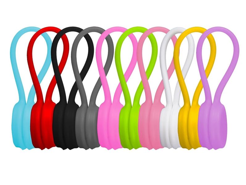 10 PCS Reusable Magnetic Cable Ties Coloured, USB Cable Manager