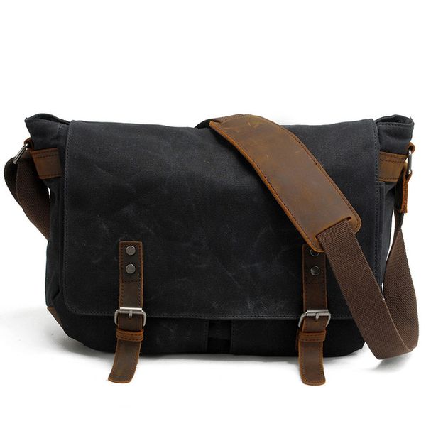 Waterproof Vintage Cross Messenger Bags-Black