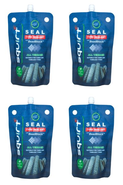 Squirt SEAL Tyre Sealant - 4x120ml Easyfill Pouch with BeadBlock Particles