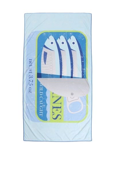Soft Touch Printed Sardine Beach Towel, 70x130cm