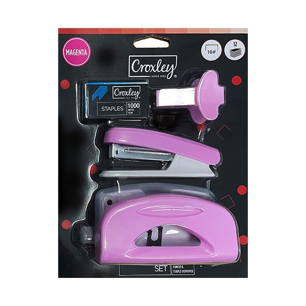 Croxley Punch and stapler set - Pink