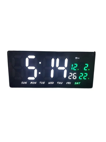 LED Digital Calendar Wall Clock - Day, Date &amp; Temperature Display