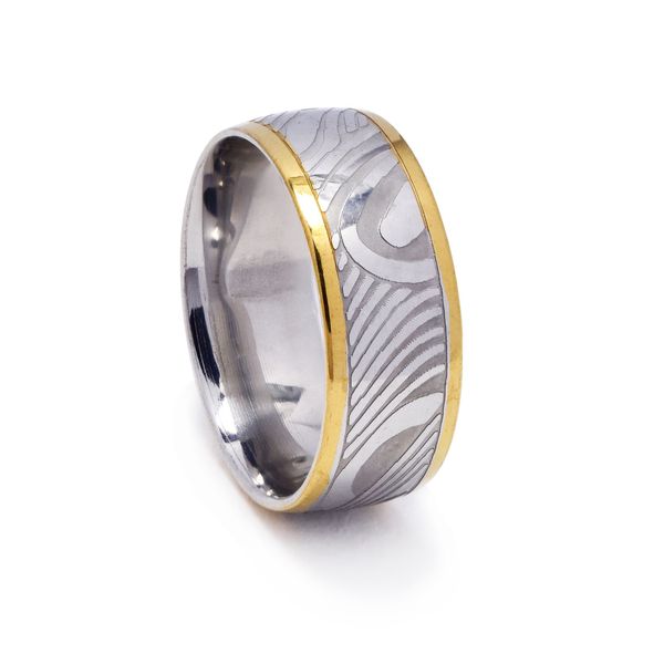 Xcalibur - Stainless Steel Damascus Pattern Band Ring