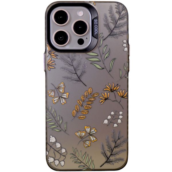 Phone Case with Botanical and Floral Design - 14 Pro - Silver Chrome