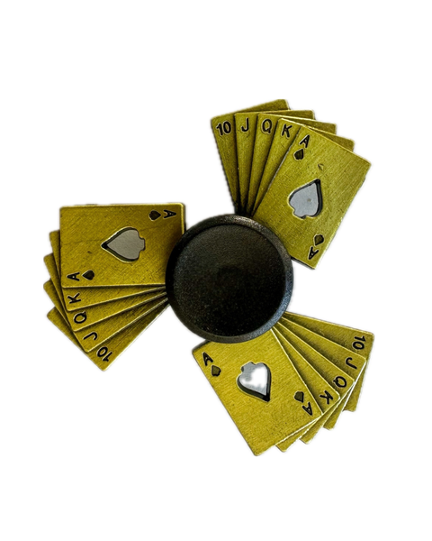 Metallic Gold &amp; Black Fidget Spinner - Poker Cards