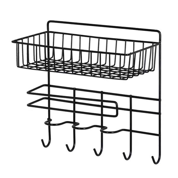 Multi-Tier Kitchen Bathroom Fridge Organizing Rack with Hooks &amp; Towel Rack