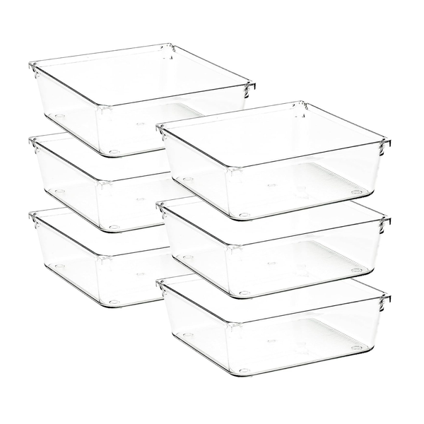 6-pack Wide Storage Container: Acrylic Bins for Jewellery 15.2 x15.2cm