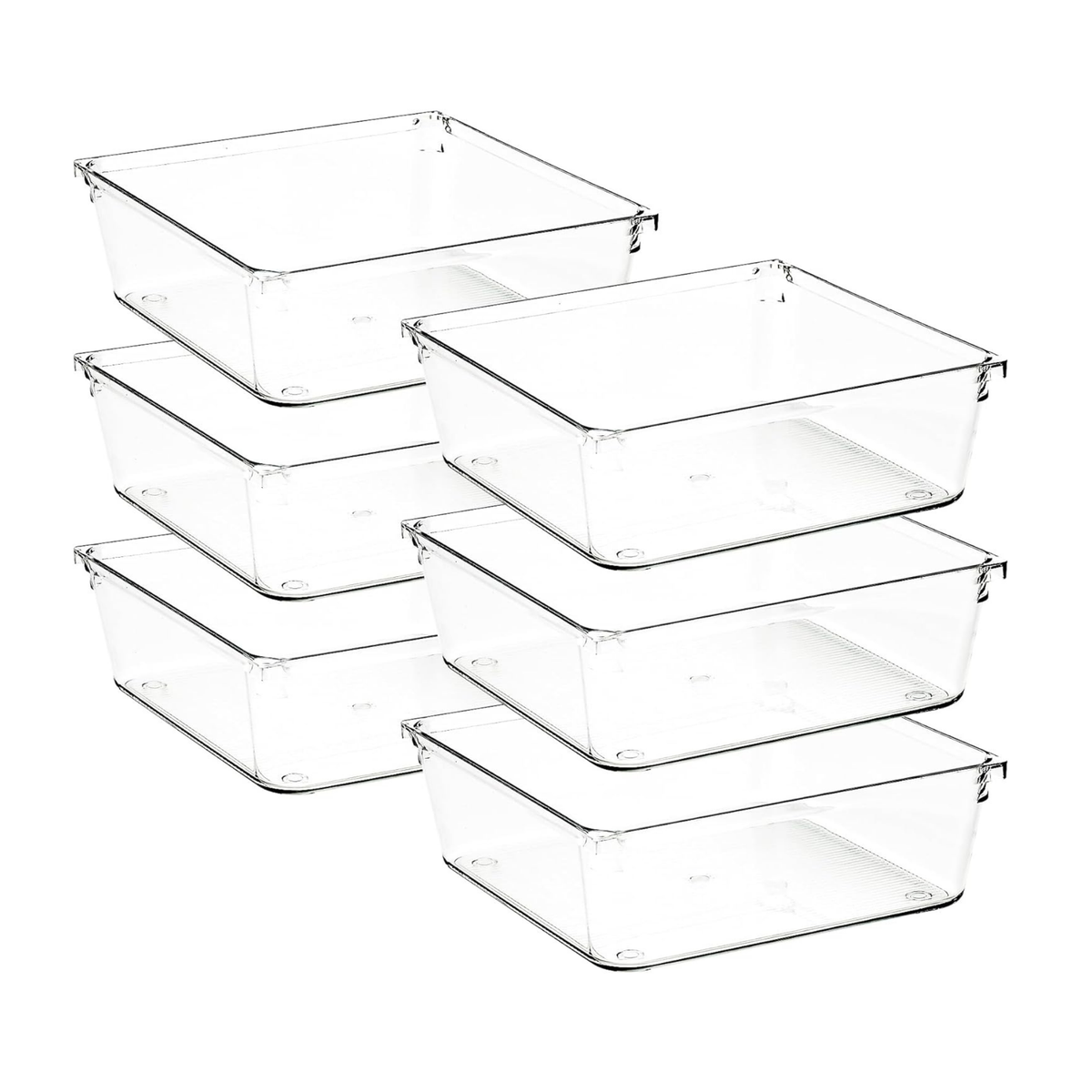 6-pack Wide Storage Container: Acrylic Bins for Jewellery 15.2 x15.2cm ...