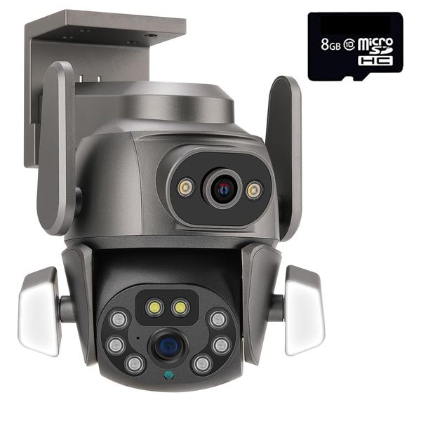 Pro Dual View 10 LED Panoramic Wireless 8K Surveillance Camera &amp; 8GB Card