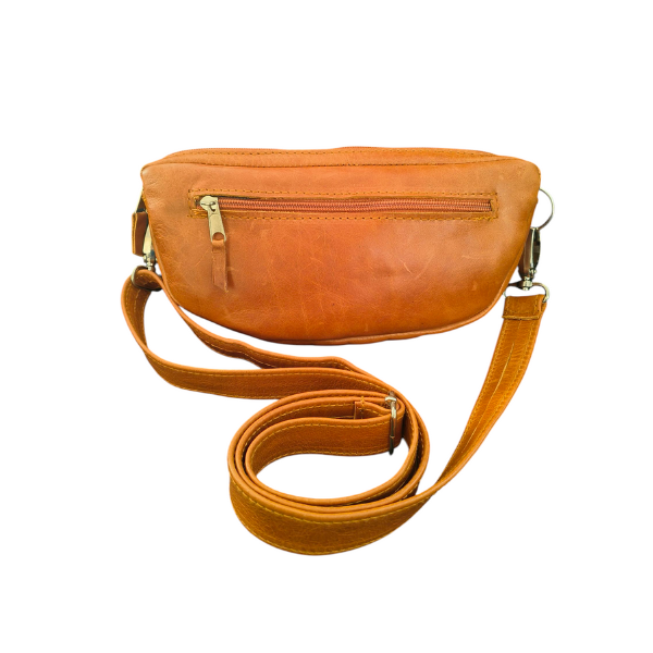 Tan Leather Adjustable Crossbody Sling Bag