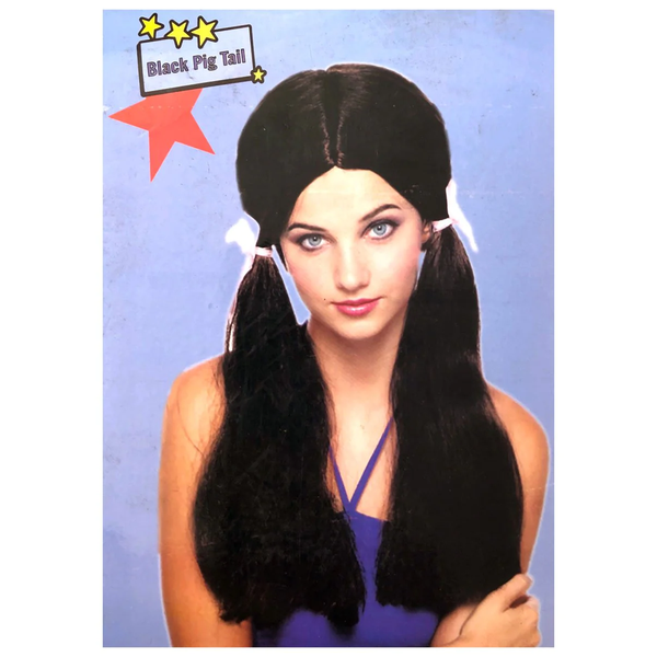 School Girl Ponytails Hair Wig - Black
