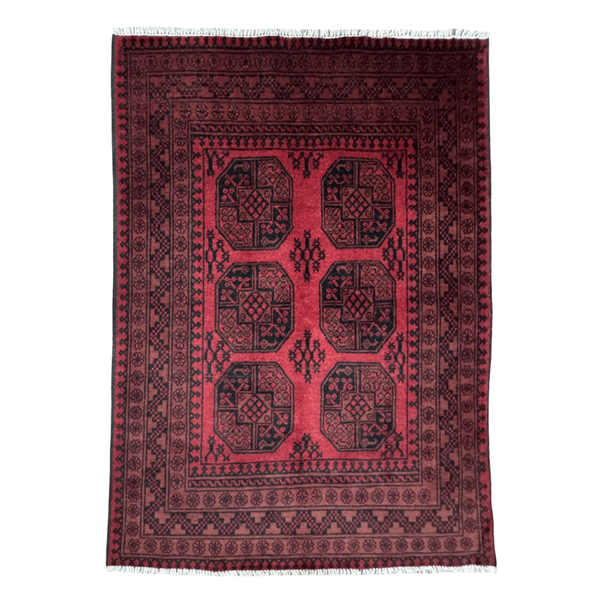 Rugs of Persia / 200 x 140cm Handmade TeraRed Afghan Elephant Feet Wool Rug