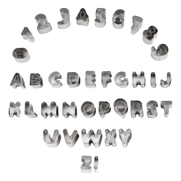 37 Pieces Stainless Steel Mini Alphabet and Number Cookie Cutters Set