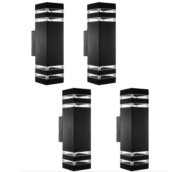 Bern Dual Light Outdoor Wall Light - Black - Set of 4