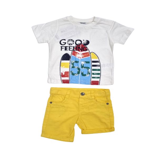 Baby Boys Cool White and Yellow Tshirt and Short 2 Piece Set Shop