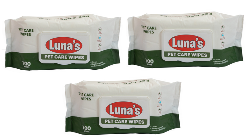 Luna's Anti-Bacterial Pet Wipes - 3 x 100 Piece Packs