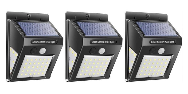 Solar Powered 40 LED Wall Light - 3 Pack