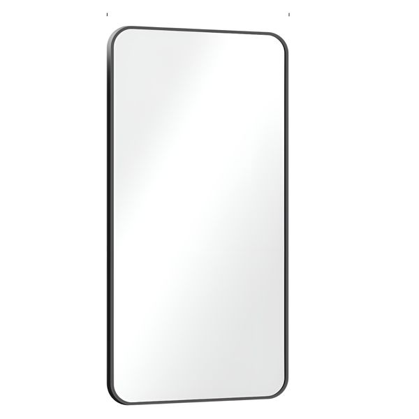 Aluminum Alloy Framed Bathroom Wall Mirror - Black 68.2×48.4cm