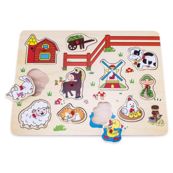 Snookums Wooden Peg Puzzles - Farm (10 pieces)