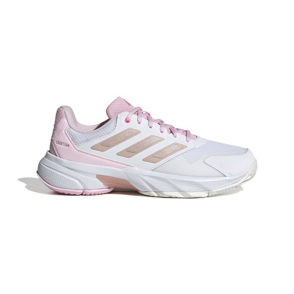 adidas Women's Courtjam Control 3 Tennis Shoes - White/Silver Metallic/Pink