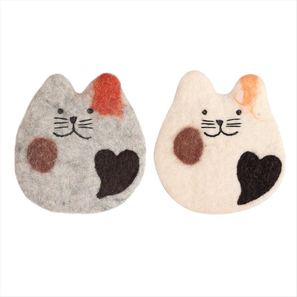 Handmade Felted Wool Cats Coasters For Desk And Table-Kitten Cup Mat