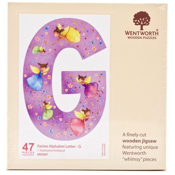 Fairies Letter G - 47 Piece Kids Alphabet Wooden Shaped Jigsaw Puzzle
