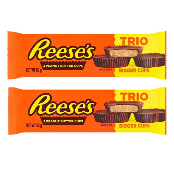 Reese's Peanut Butter Cup Milk Chocolate Trio 3 Piece - 2 x 63g