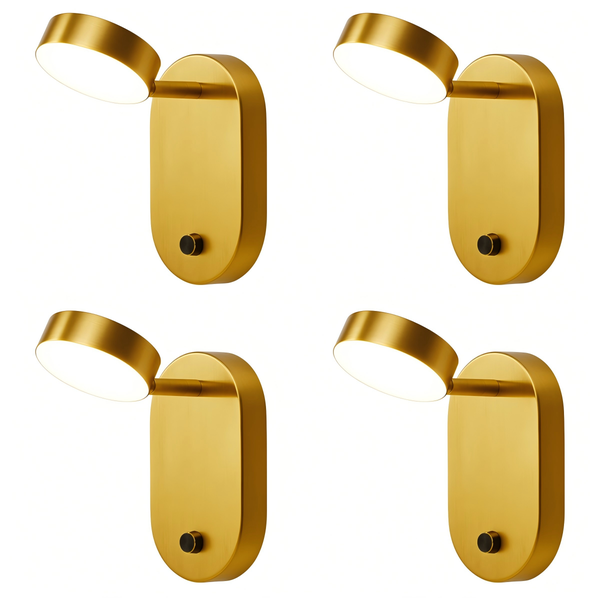 Ecomlight 7W Rotatable Copper LED Wall Light 3000K Warm White - IP20-4pack
