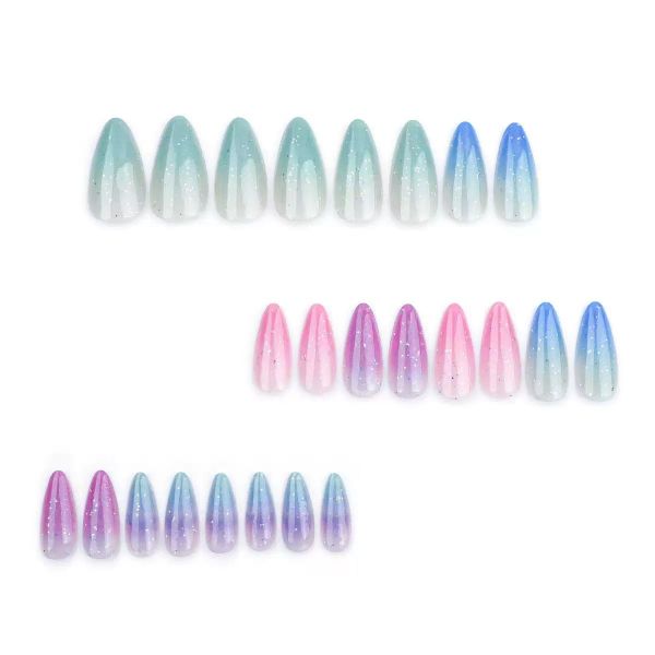 Colorful Gradient Glitter False Nails Cat Eye Nail Art