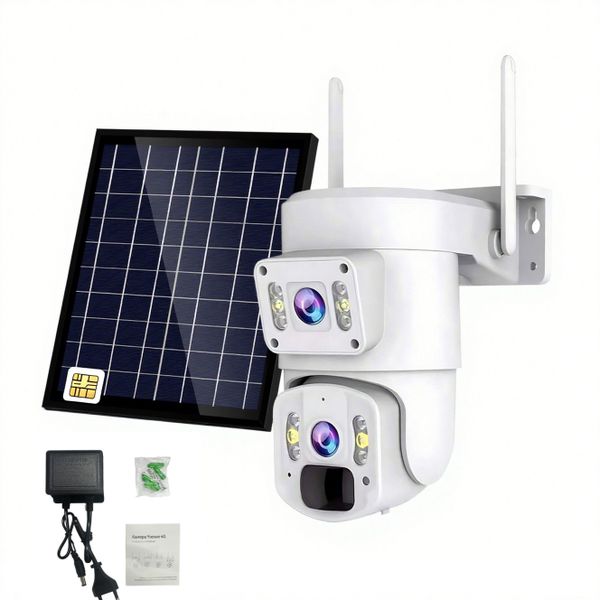 4G 8MP Solar Panels Security Camera Dual-lens +Solar Lights Outdoor