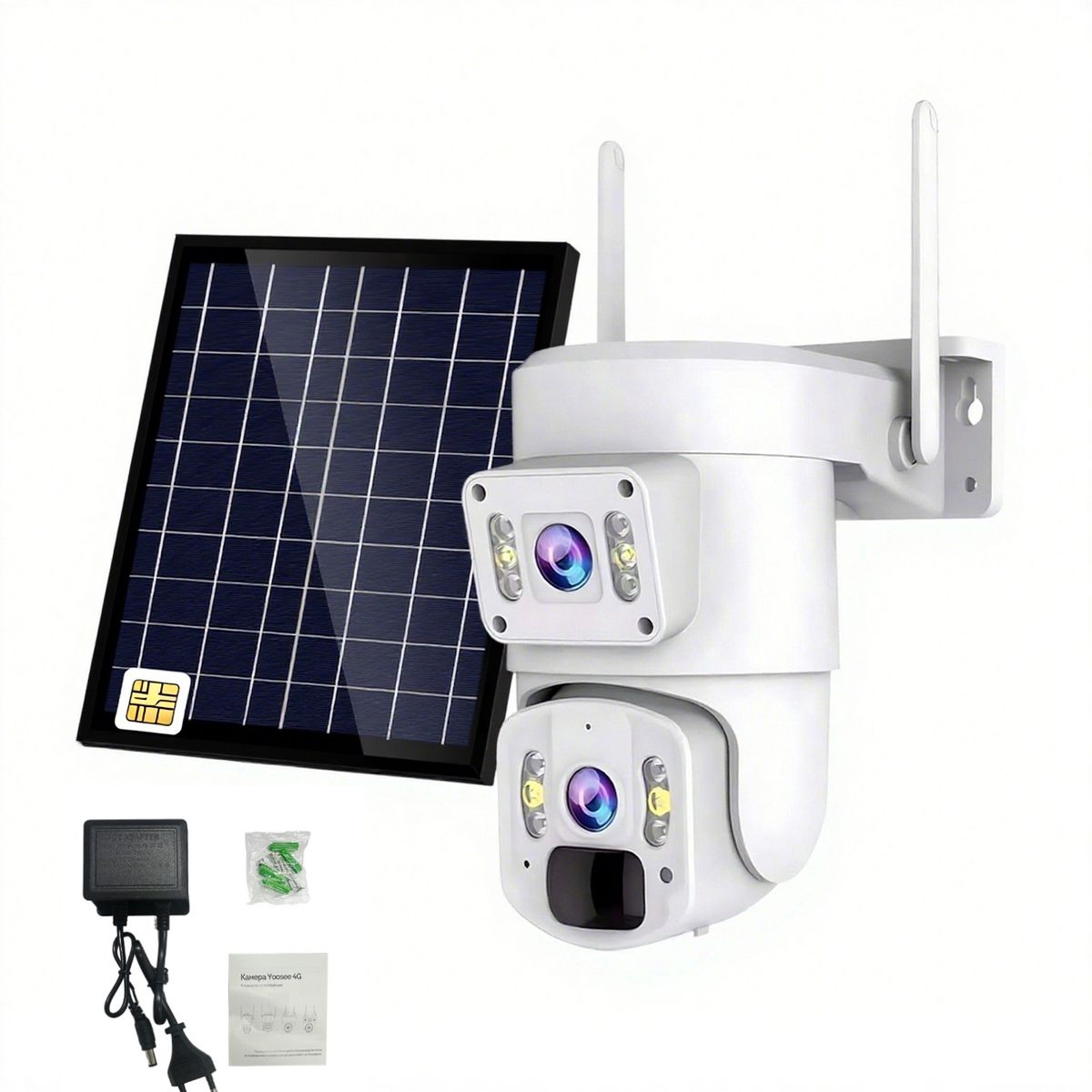 4G 8MP Solar Panels Security Camera Dual-lens +Solar Lights Outdoor