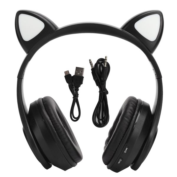B39 Cat Ear Shape Wireless Headset Bluetooth Cute Gaming Headphone Black